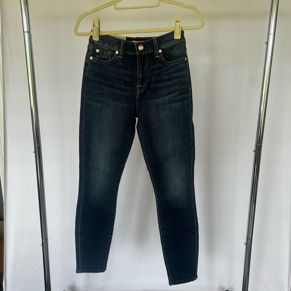NWT 7 For All Mankind B(air) The Ankle Skinny Jeans Size 28 Dark Wash $189